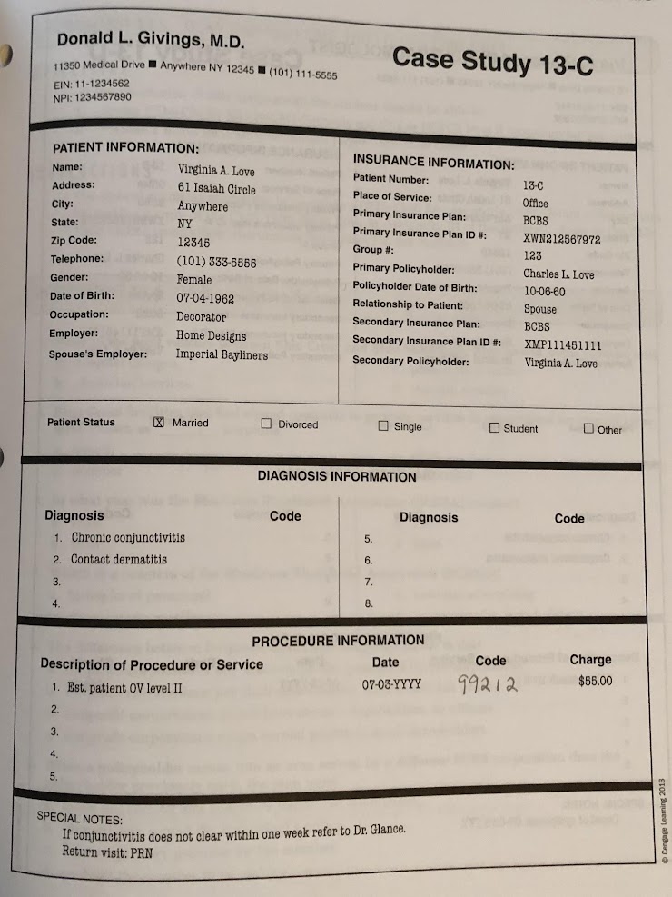 <p><span>Based on the provided case study what information in block 1a?</span></p>