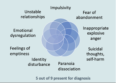 <p><span style="background-color: transparent;">Lots go hand in hand with each other - interconnected</span></p><ul><li><p><span style="background-color: transparent;">5 out of 9 present for diagnosis - heterogeneous condition, may have first 5 or last 5 etc, some people might have all 9</span></p></li></ul><p></p>