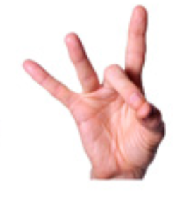 <p>palm facing out middle finger and thumb touch</p>