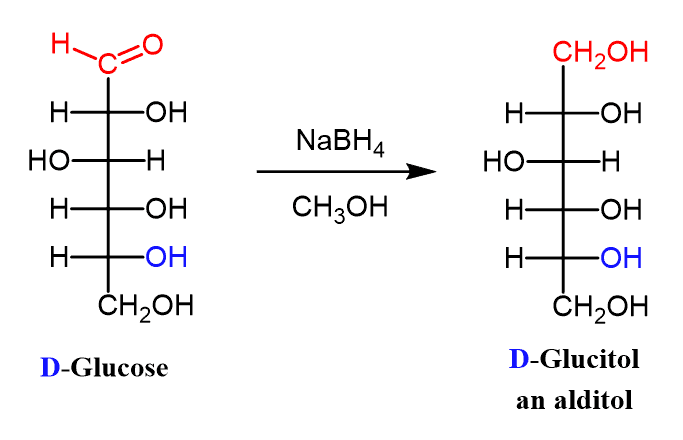 <p>Aldoses can be reduced to alditols</p>