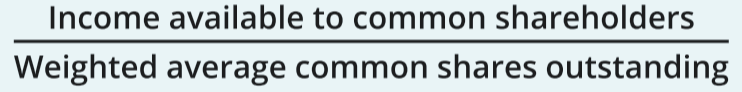<p>[Income Available to Common Shareholders] / [Weighted Average Common Shares Outstanding]</p>