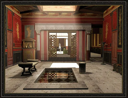 <p><span style="background-color: transparent;">The ______ was the central open reception hall or courtyard of a traditional Roman house (<strong>domus</strong>). It served as the primary hub of domestic life and was often where the family kept its household shrine (<strong>lararium</strong>).</span></p>