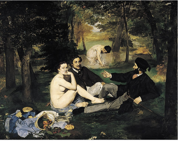<p>Wie schildert ‘Déjeuner sur l’herbe’ en geef iconografie</p>