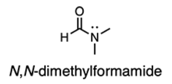 <p>What is the hybridization state and approximate bond angle of the nitrogen atom of N,N-dimethylformamide?</p>