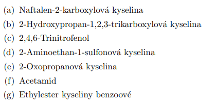 <p>Napíšte štruktúrne vzorce k nasledujúcim zlúčeninám</p>