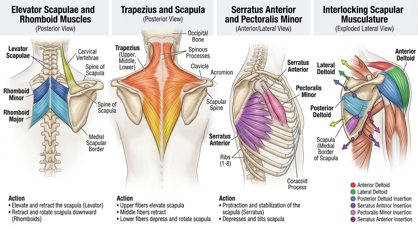 <p>• Upper &amp; lower together: Rotate scapula upwardly (important when arm is elevated)</p>