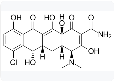 <p>7-chloro tetracycline lacking the 6-methyl group.</p>
