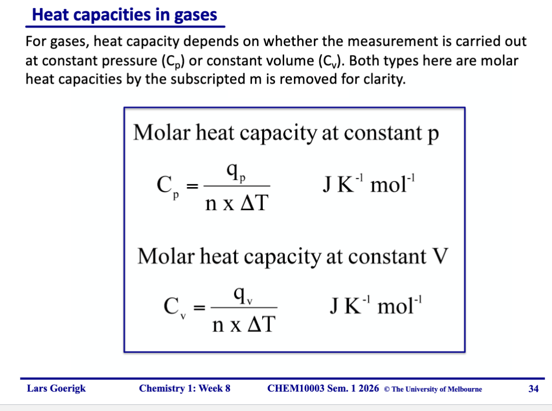 <p>Cp is generally Cv + R</p>