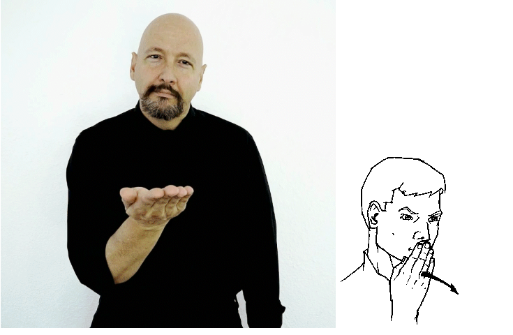 <p>dom hand to mouth and move outward to receiver</p>