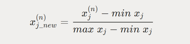 <p>linearly scaling the range of each attribute, by using the formula</p>