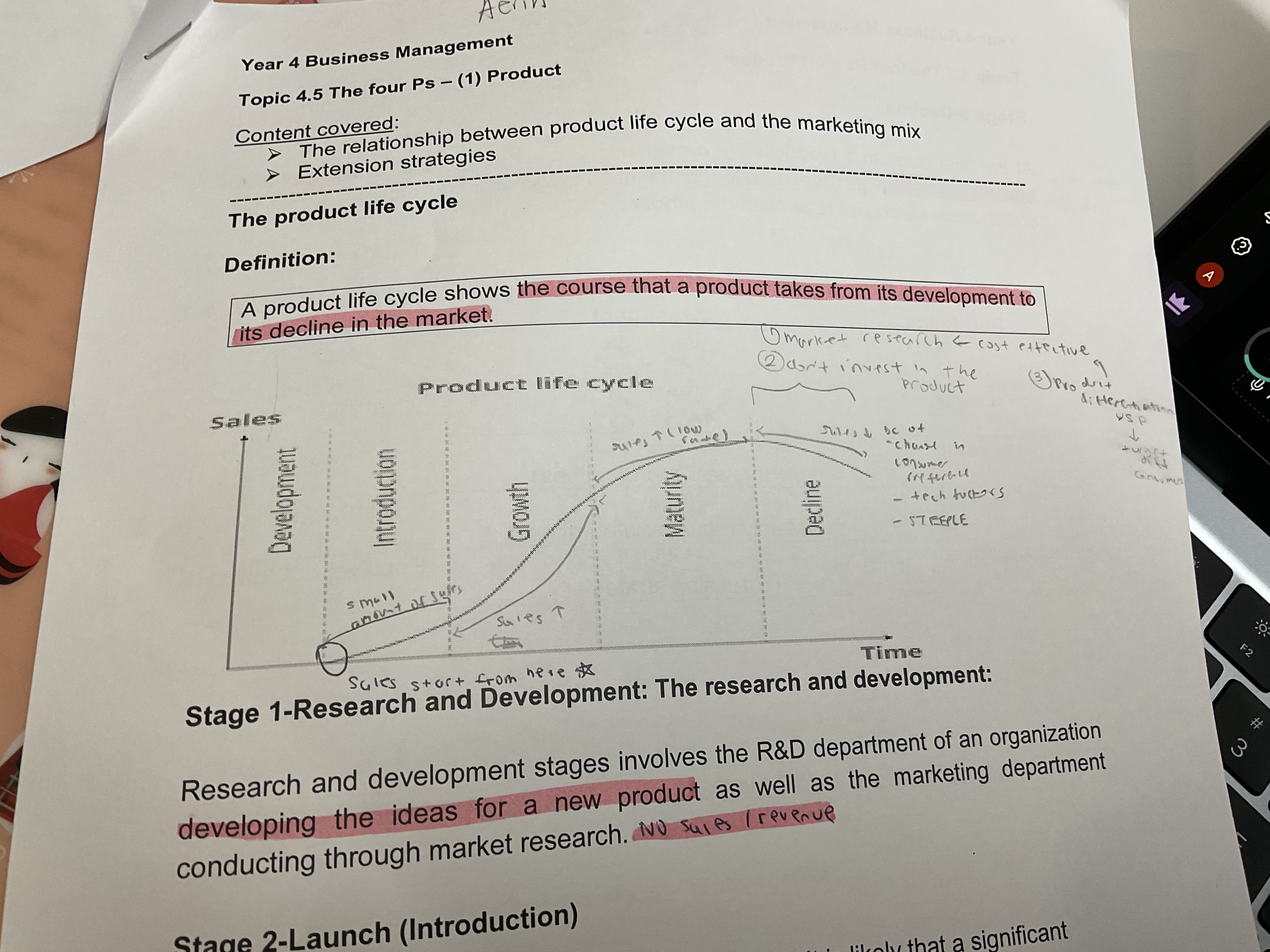 <p>stages in product life cycle </p>