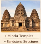 <p>Sandstone temples with tall central tower</p>