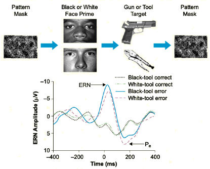 <p>Increased ERN when stereotypes are violated indicating conflict monitoring</p>