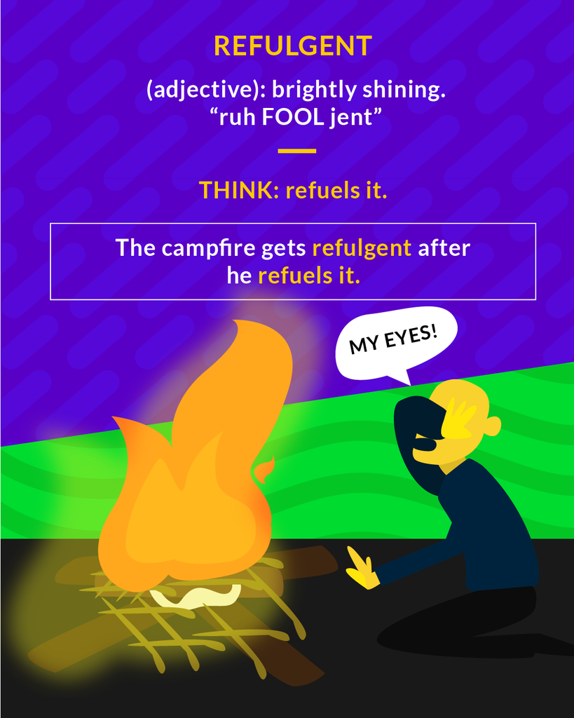 <p>(adj.) shining, radiant, resplendent</p><p>(adj.) brightly shining</p>