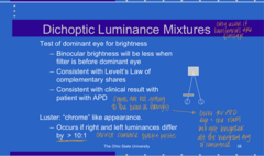 <p>If R eye and L eye luminances differ by more than 10:1 ratio, what will be the appearance?</p>