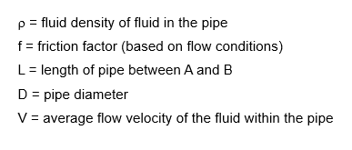 <p>the expected head loss (pressure drop) of a horizontal straight pipe section. (Major head loss)</p>