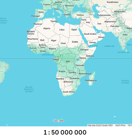 <ul><li><p><span>1 cm on a map represents more ground distance than on large-scale maps </span></p><ul><li><p><span>Eg. 1:1 485 000</span></p></li></ul></li><li><p><span>Features are usually less detailed</span></p></li><li><p><span>Small-scale maps are commonly used represent ground distances on world and regional maps</span></p><ul><li><p><span>Eg. South Africa.</span></p></li></ul></li></ul><p></p>