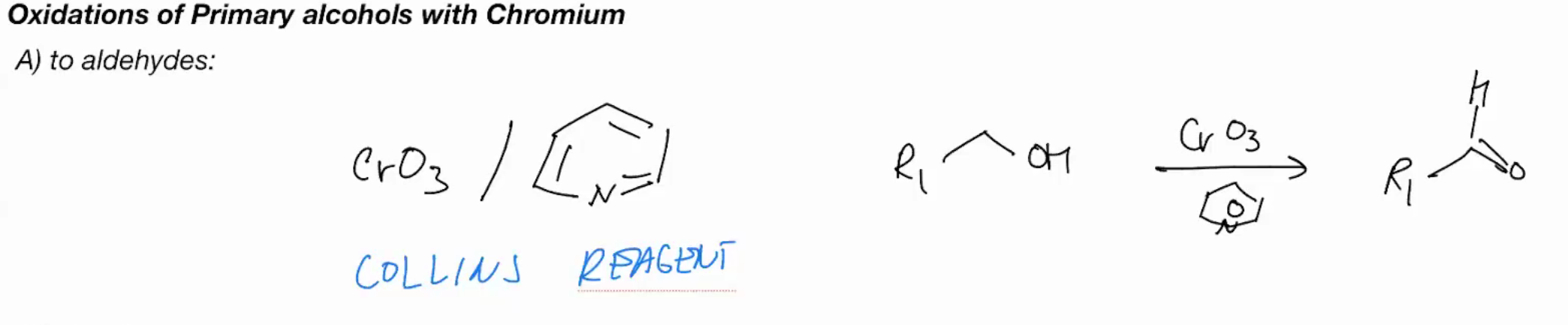 <p>Oxidations of primary OH with Chromium (COLLINS REAGENT)</p>