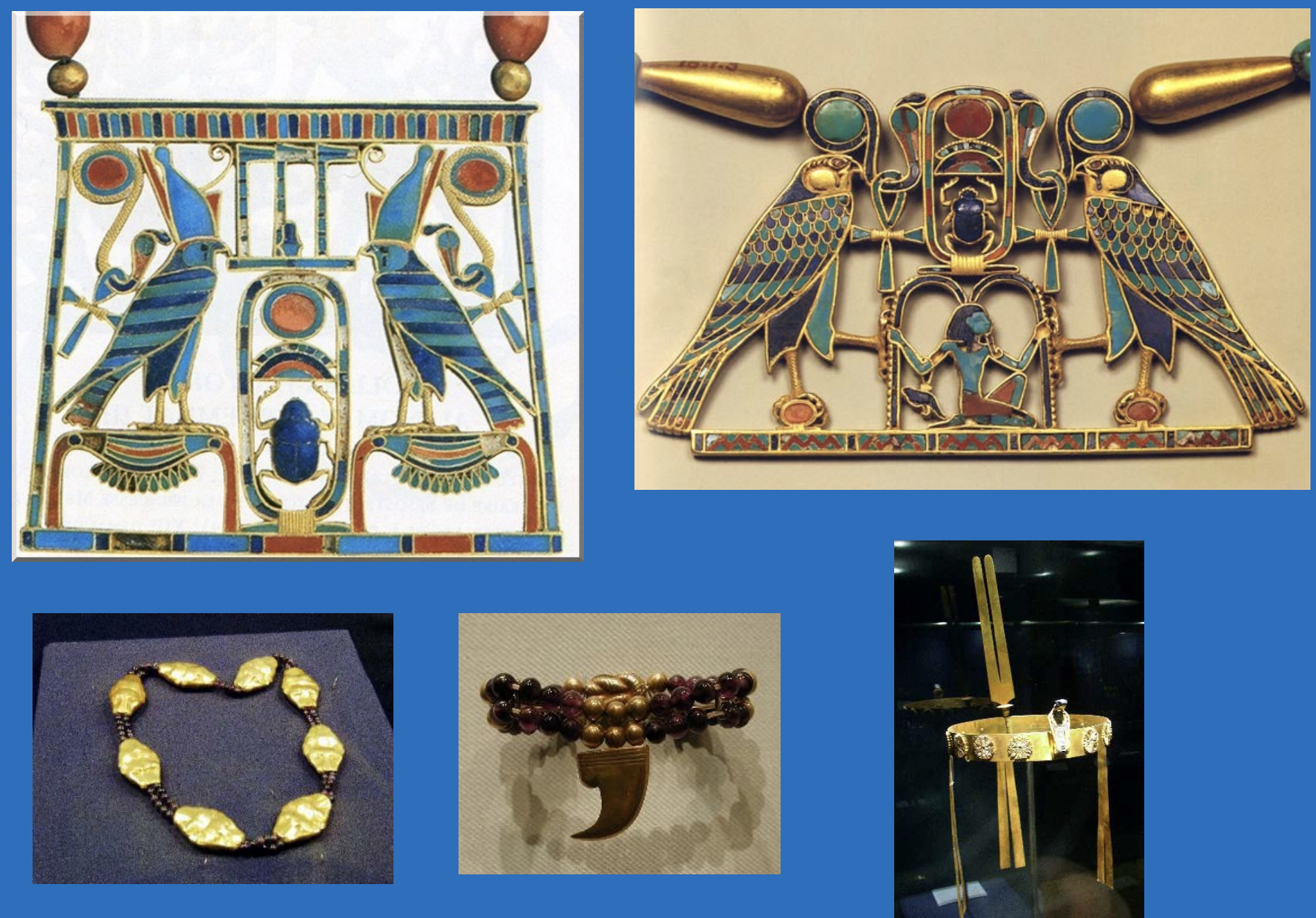 <p>-2045– -1700</p><p>Dynasties 11–13</p><p><u>Réunification par les rois thébains de la XIe</u> dynastie, notamment Montouhotep II. Puis, la XIIe dynastie constitue un âge d’or :</p><p>• retour des temples et de la statuaire</p><p>• regain d’un pouvoir royal fort</p><p>• réduction progressive des autonomies provinciales</p><p>• Thèbes devient centre politique et religieux majeur</p><p><strong>Chapelle blanche de Sésostris Ier à Karnak </strong>→ chef-d’œuvre de bas-reliefs</p><p><strong>Statues de Sésostris III et Amenemhat III </strong>→ représentation sévère, autoritaire → image d’un pouvoir fort face aux menaces extérieures (et non portrait réaliste).</p><p><strong>Les forteresses de Nubie:</strong></p><p>Le royaume de Kerma est puissant et contrôle le commerce du Sud. Les rois de la XIIe dynastie construisent des forteresses dans le Sud, aux cataractes du Nil, pour contrôler les passages stratégiques.</p><p>→ Architecture militaire monumentale (murs jusqu’à 25 m de haut)</p><p>→ Apogée de la joaillerie égyptienne</p><p><strong>Orfèvrerie de la XIIe dynastie (Illahoun &amp; Dahchour)</strong></p><p>• technique du cloisonné</p><p>• usage de la pâte de verre</p><p>→ bijoux comme support de propagande royale.</p>