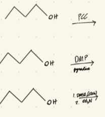 <p>what do these reagents due to a primary alcohol</p>