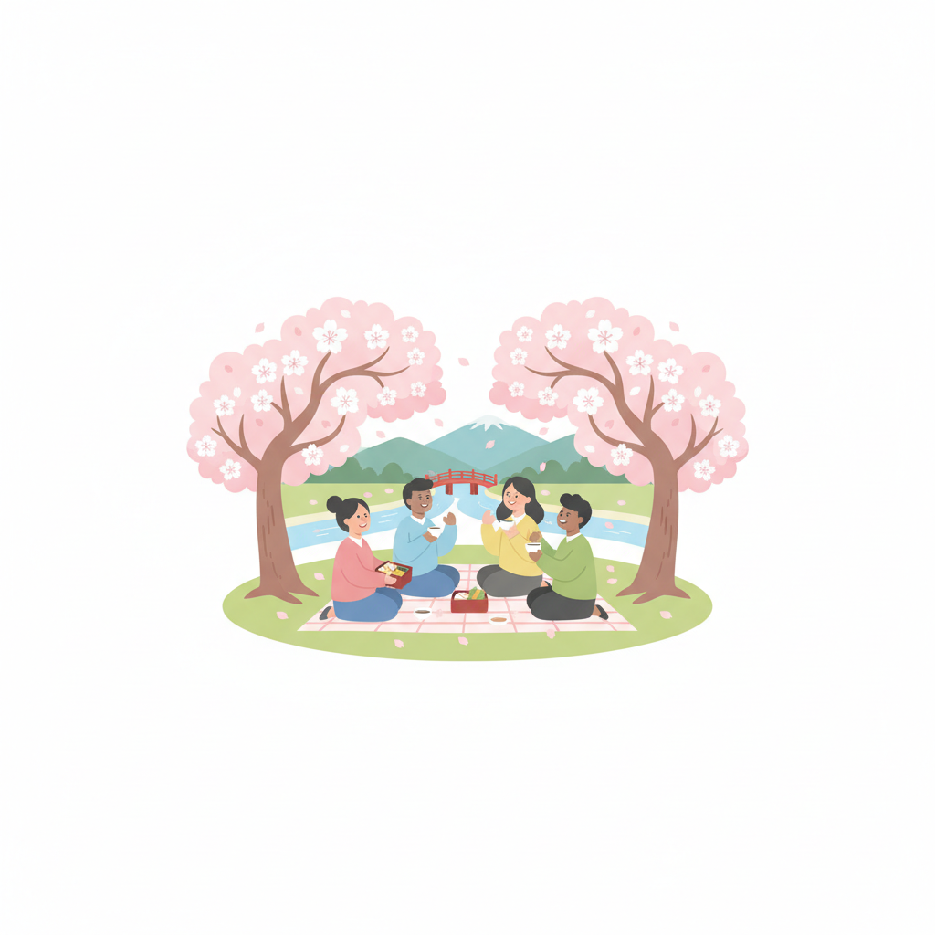 <p>ngắm hoa anh đào<br><br>はなみにいきます。</p>