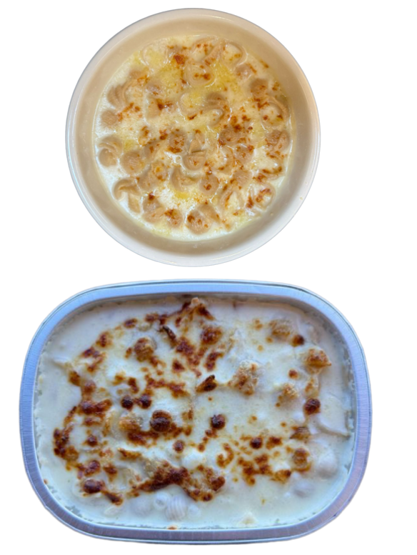 <p>Our baked mac-n-cheese is golden, gooey, and oh so good!</p><p>Modification options: None</p><p>Allergens: Dairy</p>