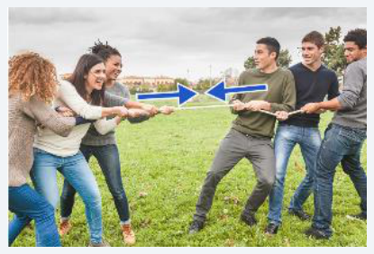 <p>A contact force that pulls inward when a solid object is stretched, which can prevent a stretched rope from breaking.</p>