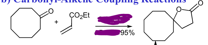 <p>Give reagent and mech for this Carbonyl-Alkene Coupling Reactions</p>