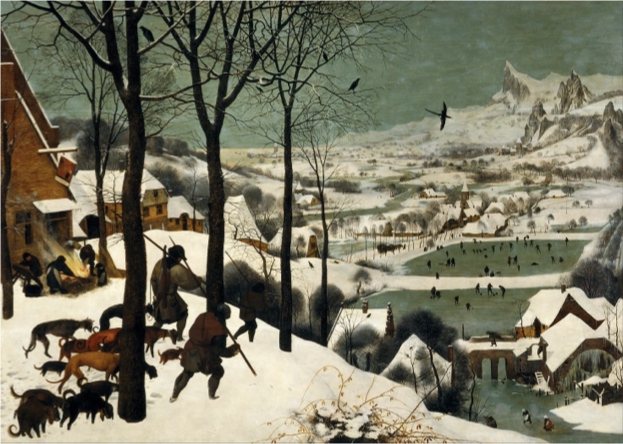 <p><span>Pieter Bruegel the Elder, <em>The Hunters in the Snow</em>, 1565, oil on panel. 117 cm × 162 cm</span></p>