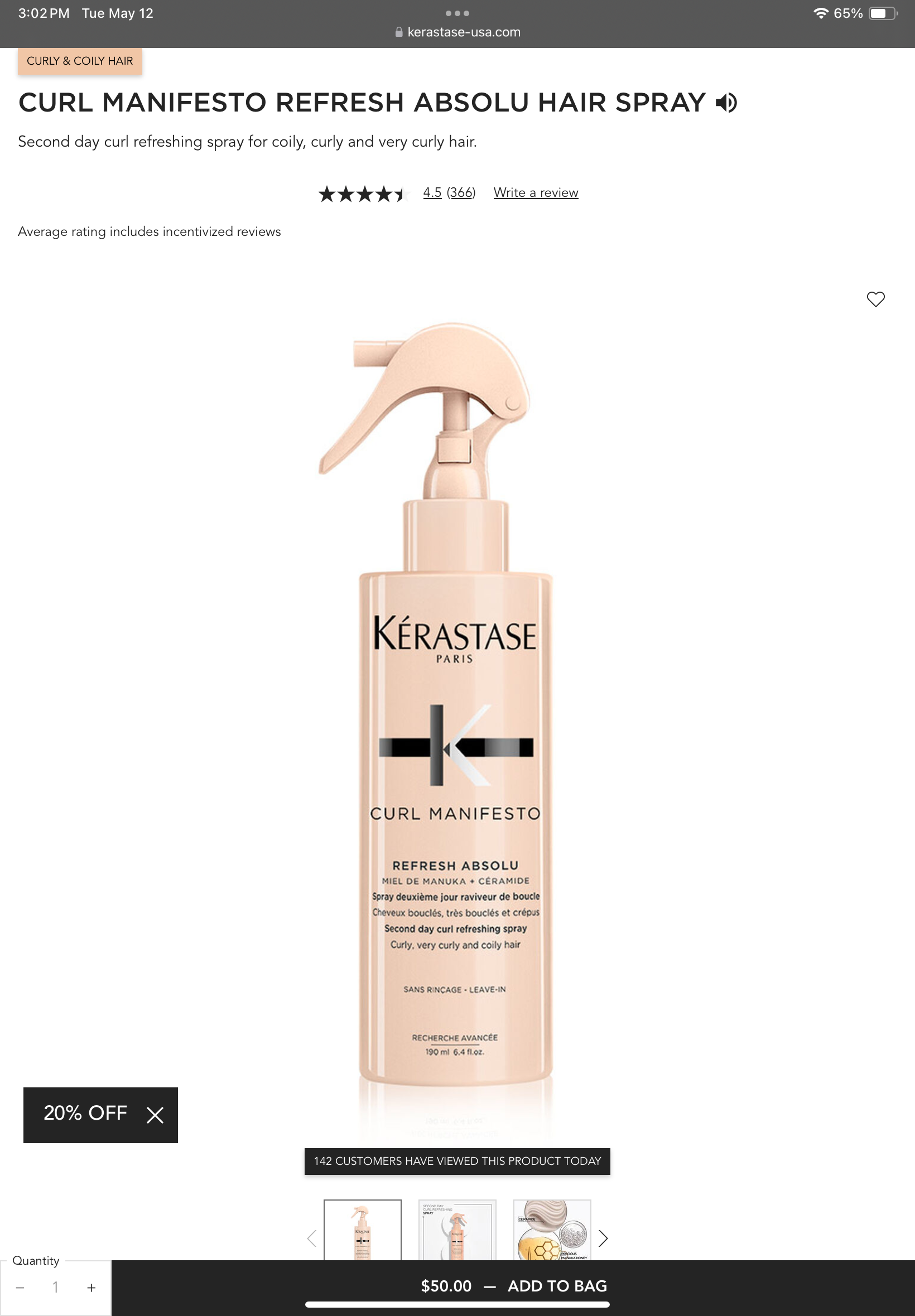 <p>CURL MANIFESTO REFRESH ABSOLU HAIR SPRAY</p>