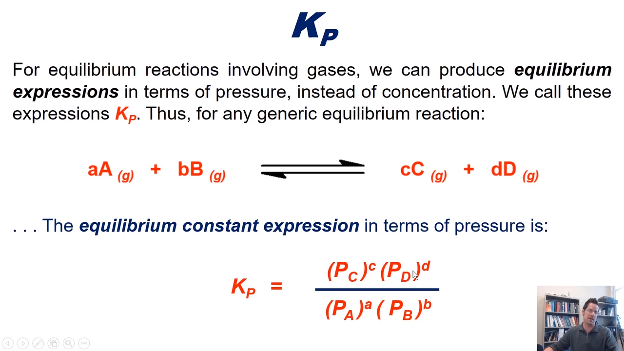 <p>equilibrium constant in terms of <strong>pressure </strong></p><p></p><p><strong>ONLY GASSES</strong></p>