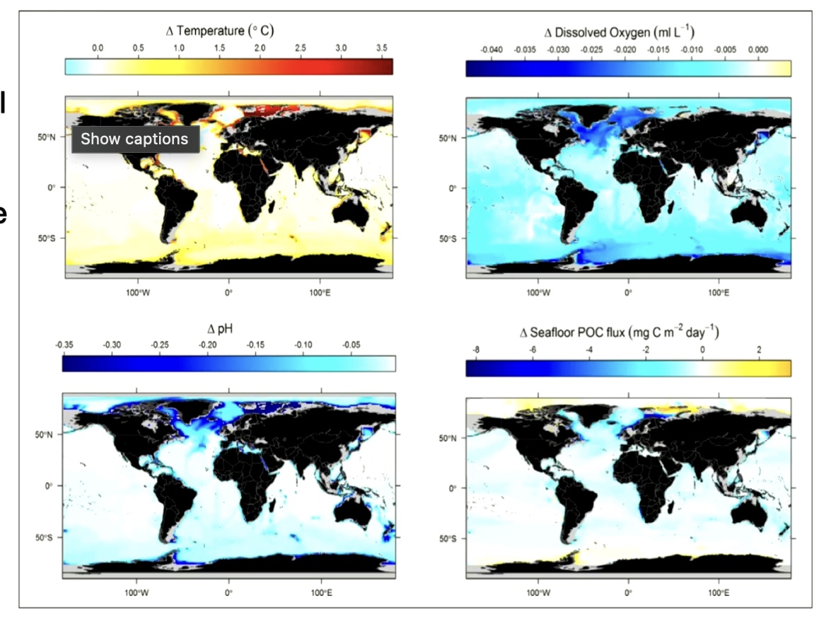 <p>Modeled environmental changes at the deep seafloor in the year 2100</p>