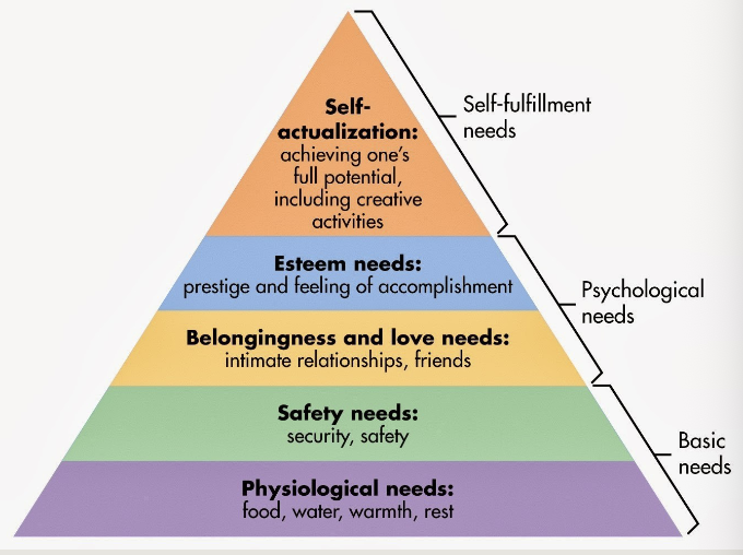 <p>How do you move up the hierarchy of needs </p><ul><li><p>Physiological needs</p></li><li><p>Safety needs </p></li><li><p>Belongingness and love needs </p></li><li><p>Esteem needs </p></li><li><p>Self-actualization  </p></li></ul><p></p>