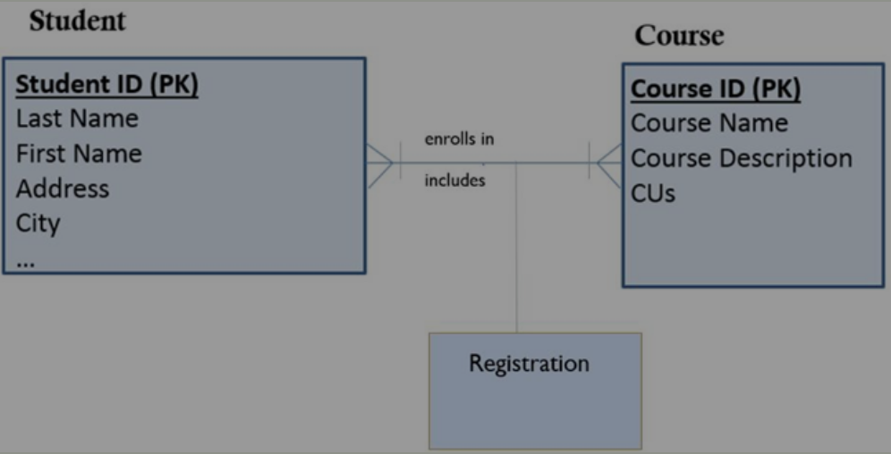 <p>Which classification is correct for the box marked “Registration” in the given E-R Diagram?</p><p>Intersection data</p><p>Modality data</p><p>Cardinality data</p><p>Student data</p>