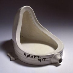 <p>The artwork below, \Fountain, by Marcel Duchamp is a "readymade" associated with the Dada movement. Which statement BEST defines a readymade?</p>