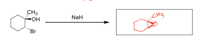<p>-Makes Epoxide by removing Br and the H from OH </p>