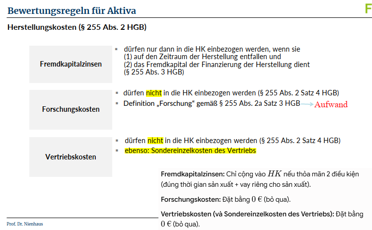 <p>Was passiert bilanziell mit Forschungskosten, die bei der Entwicklung eines neuen Produkts anfallen? </p>