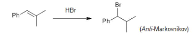 <p><span style="background-color: transparent;"><span>Halogen attaches to the carbon of the alkene with the most hydrogen atoms (or the least substituted/)</span></span></p>