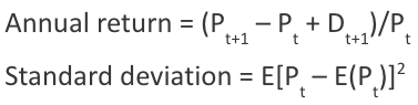 <p>p is price and d is dividend</p>