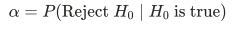 <p>Probability of rejecting a true null hypothesis</p>