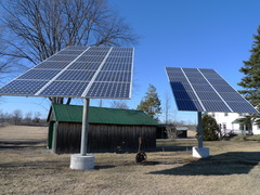 <p>Energy source that uses the heat or light energy from the Sun to form electricity. (Renewable)</p>