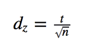 <ul><li><p>Cohen’s d = t-obtained divided by square root of sample size</p></li></ul><p></p>