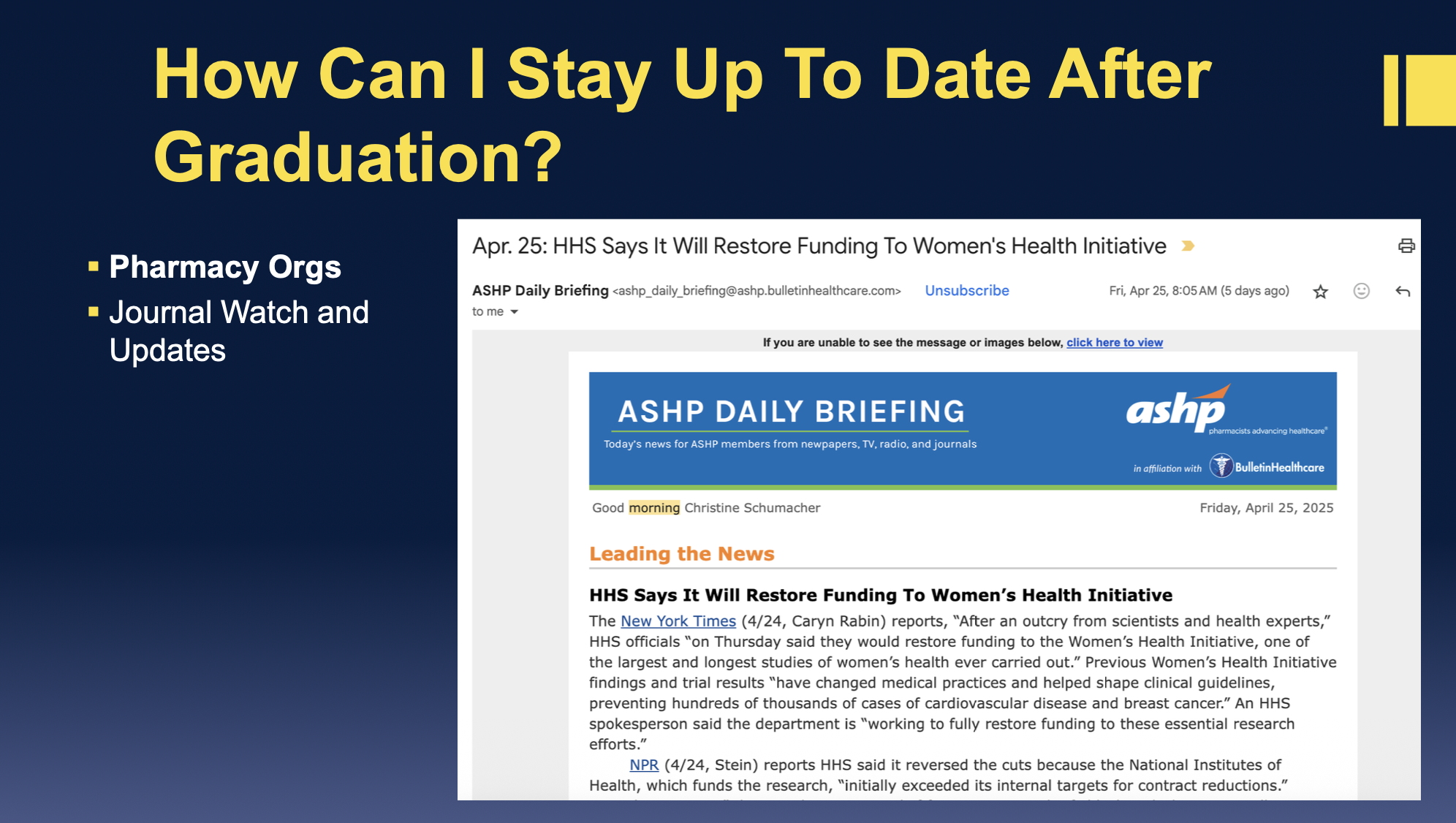 <p>How Can I Stay Up To Date After Graduation?</p>