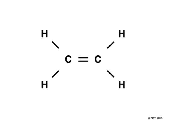 <p>(See photo) Ethene - C<sub>2</sub>H<sub>4</sub></p><p>Octene - C<sub>8</sub>H<sub>16</sub></p>