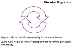 <p>the temporary and usually repetitive movement of a migrant worker between home and host areas, typically for the purpose of employment</p>