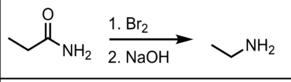 <p>Will turn it into an amine with one less carbon </p>