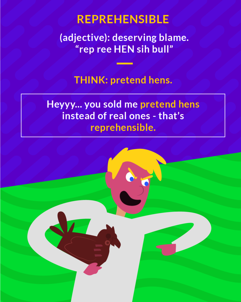<p>(adj.) deserving blame or punishment</p>