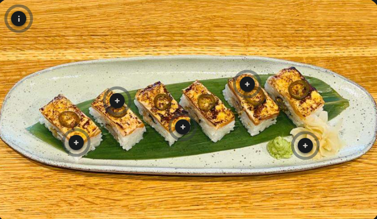 <p>salmon & prawn aburi oshi</p>