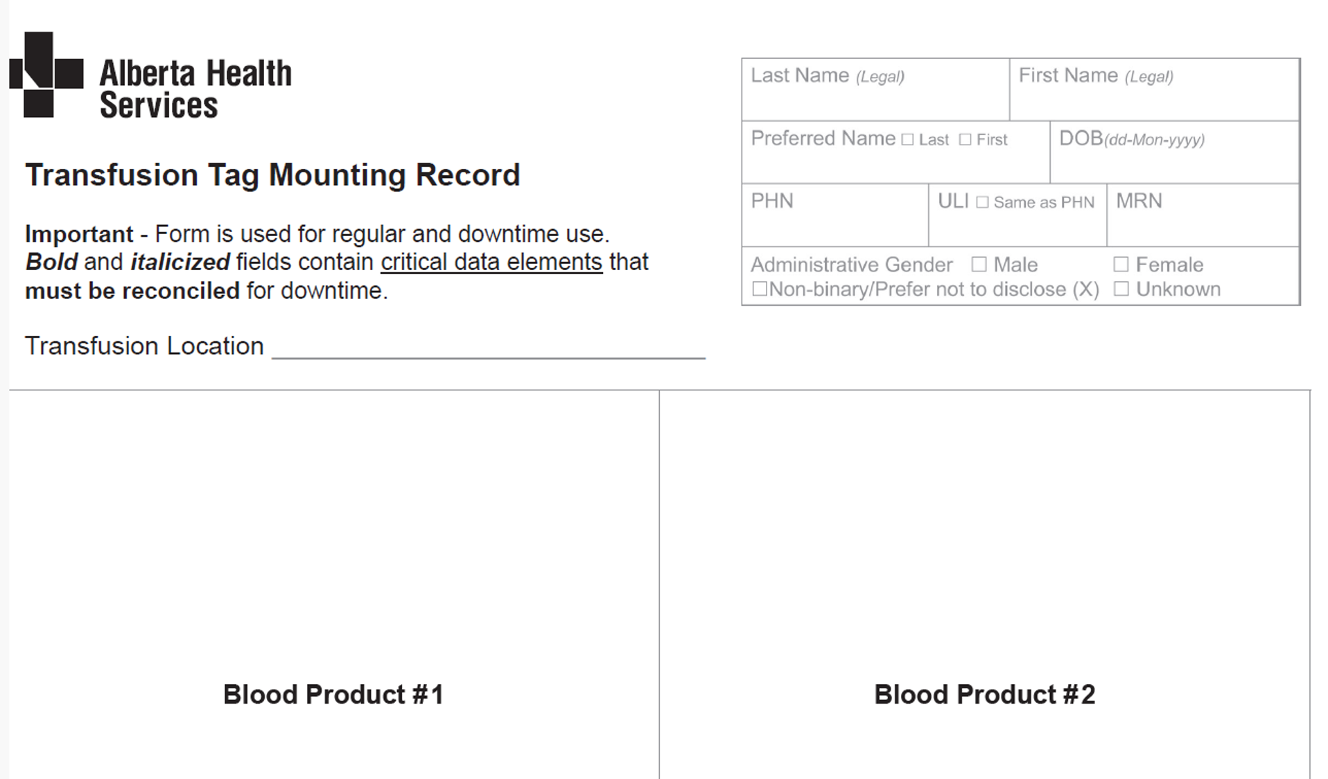 <p><span>Transfusion Tag Mounting Record pic</span></p>