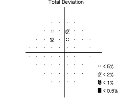 <p>interpreting VF plof: total deviation probability map </p>